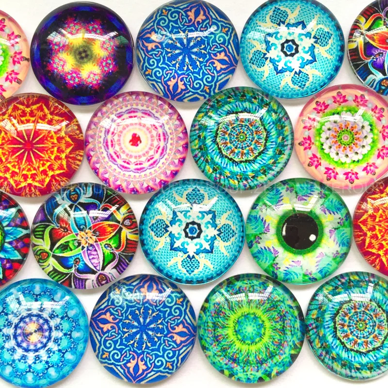 10pcs Mixed Patterns Round Photo Glass Cabochon 20 25mm Cameo Jewelry Settings