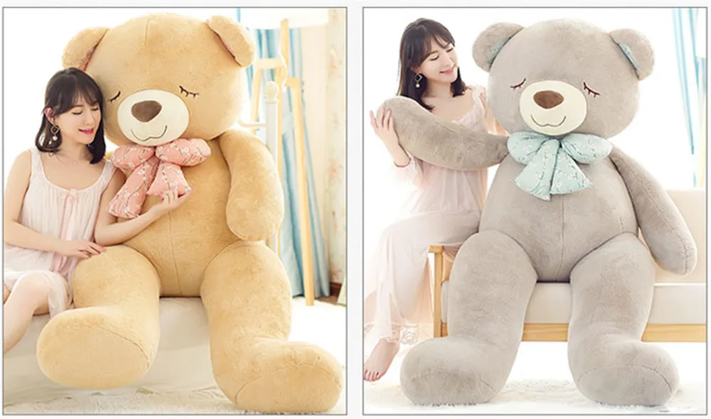 Fancytrader Soft Jumbo Teddy Bear Doll Giant Stuffed Sleeping Face Bear with Bow Plush Toys10