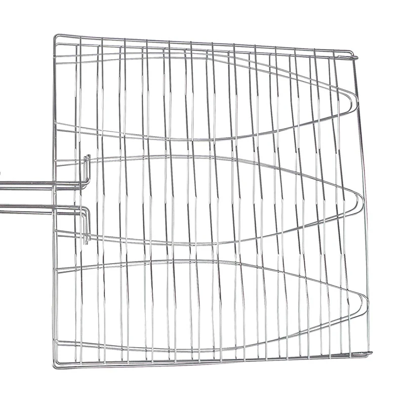 Non-stick Triple BBQ Fish Grilling Basket Barbecue Mesh Grill Clip Net Protable Camping Rack With Wood Hand BBQ Tool Accessories