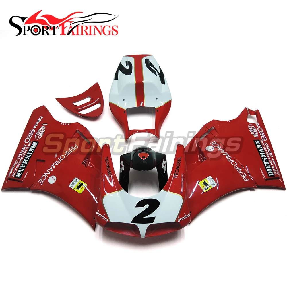 Красный White2 мотоциклетные Обтекатели для поездок на мотоцикле DUCATI 996 748 916 998 Monoposto