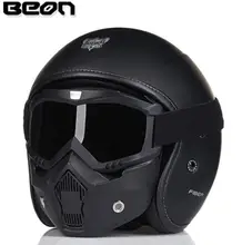 BEON Retro Vintage German Style Motorcycle Helmet 3/4 Open Face Helmet Scooter Chopper Cruiser Biker Moto Helmet Glasses Mask new german motorcycle wwii style half helmet chopper biker pilot goggles open face moto motocicleta with free goggle and mask