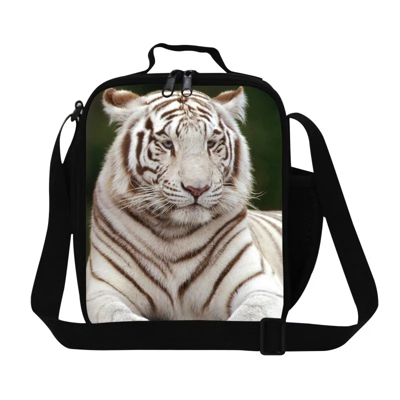 Стильный рюкзак с принтом тигра 3D для мальчиков-подростков, модная сумка для еды для взрослых для работы, мужская термо сумка на плечо для еды с держателем бутылки