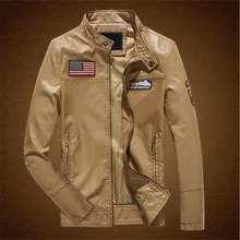 US Flag Herren Pu-lederjacke Mode Military Stehen Kragen Slim fit Jacke P6045