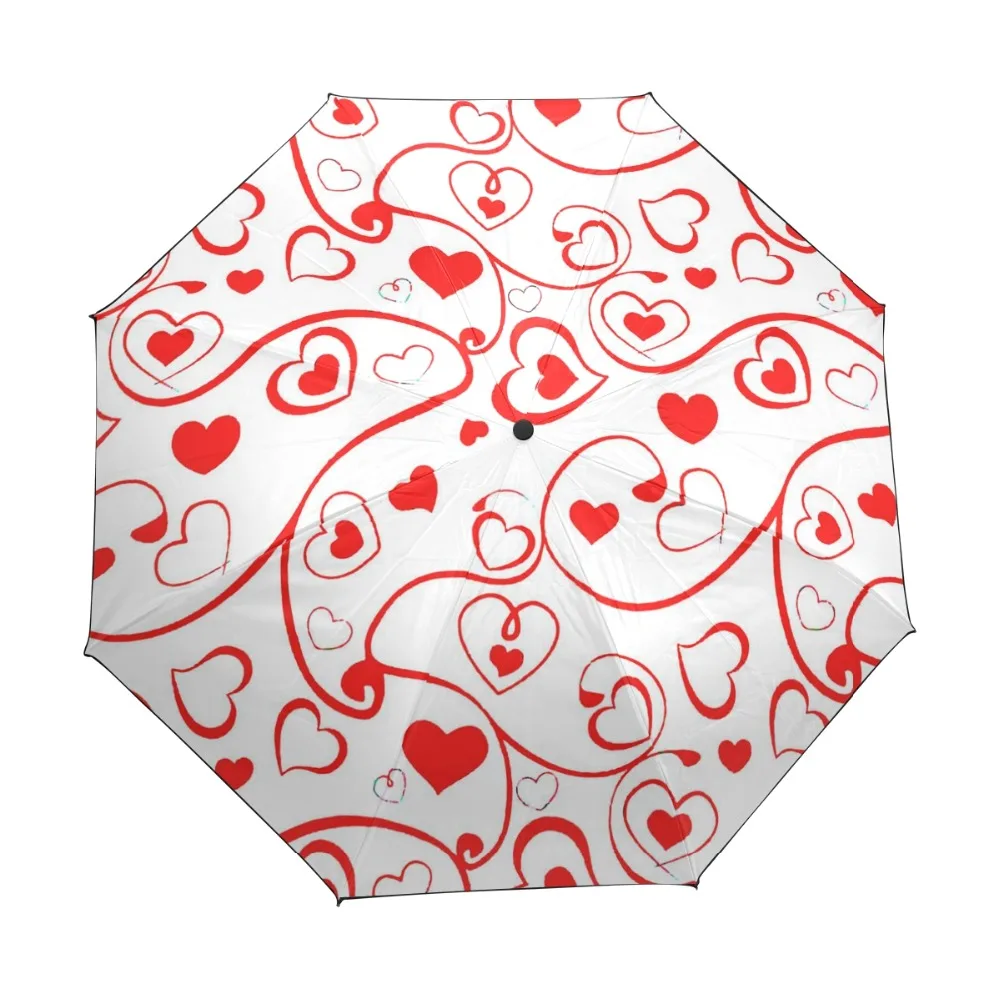 3 Folding Parasol Sun Protection Anti UV Sun and Rain Umbrellas Heart