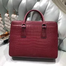 Дизайн Мужская натуральная/Настоящая крокодиловая кожа живота портфель сумка в деловом стиле, крокодиловая кожа сумка для деловых людей красного цвета