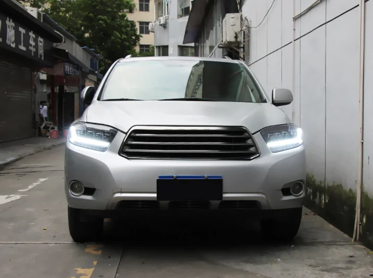 2 шт. светодиодный фонарь для Toyota Highlander 09-10автомобильный светодиодный фонарь с двойными ксеноновыми линзами автомобильные аксессуары дневные ходовые огни противотуманные фары