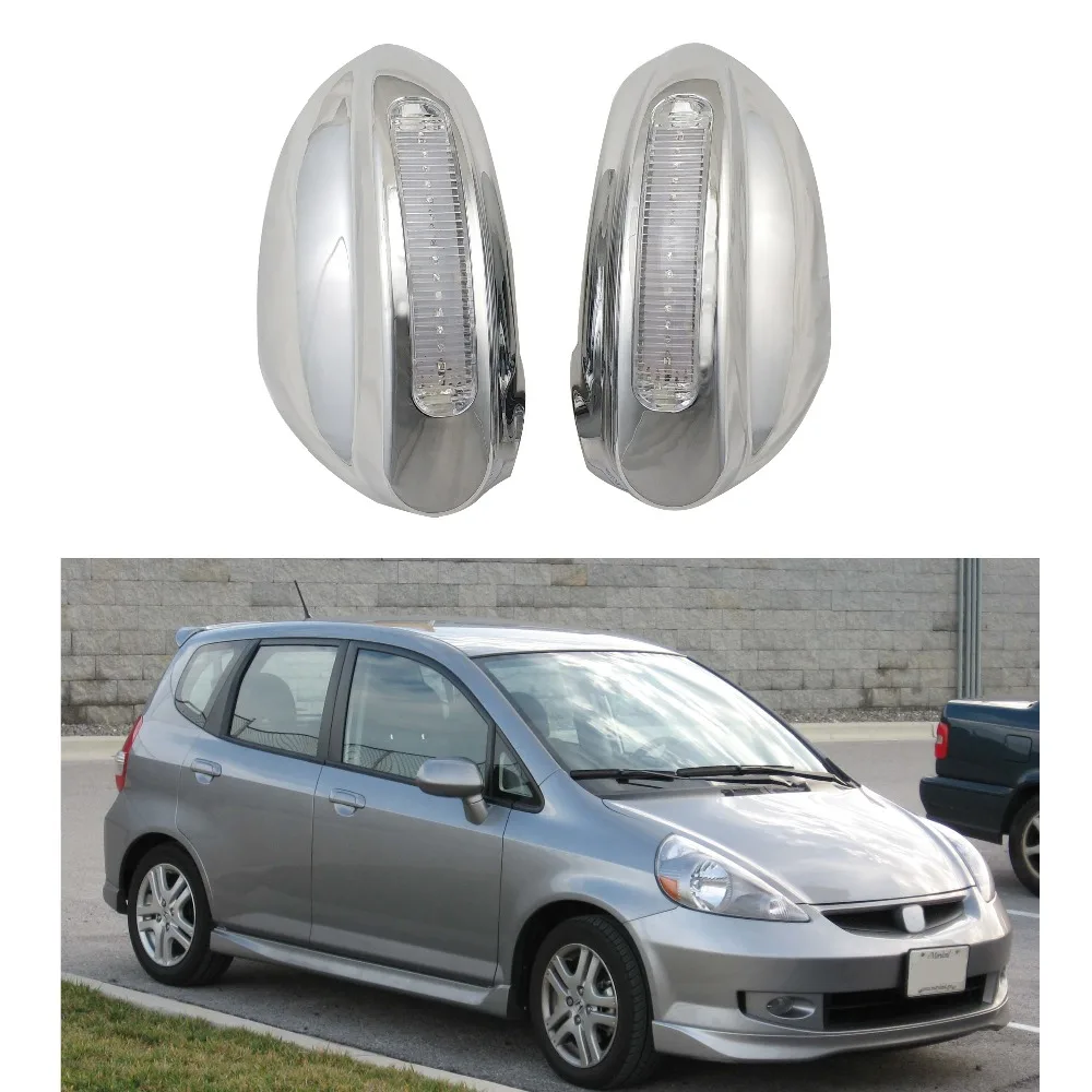 

For Honda Fit Jazz 2001 2003 2004 2005 2006 2008 2PCS ABS Chrome plateddoor Rearview door mirror covers with Led