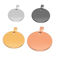 5Pcs Stainless Steel Round Pendant ID Tags Necklace Unisex Jewelry 6 colors without chain double side polish 2