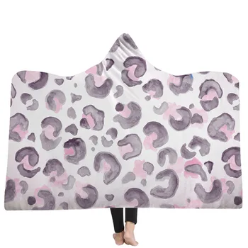 

3D Digital Print Animal Skin Series Hooded Blanket Wolves Painting Sherpa Fleece Wearable Blanket for Adults Kids Throw Blanket