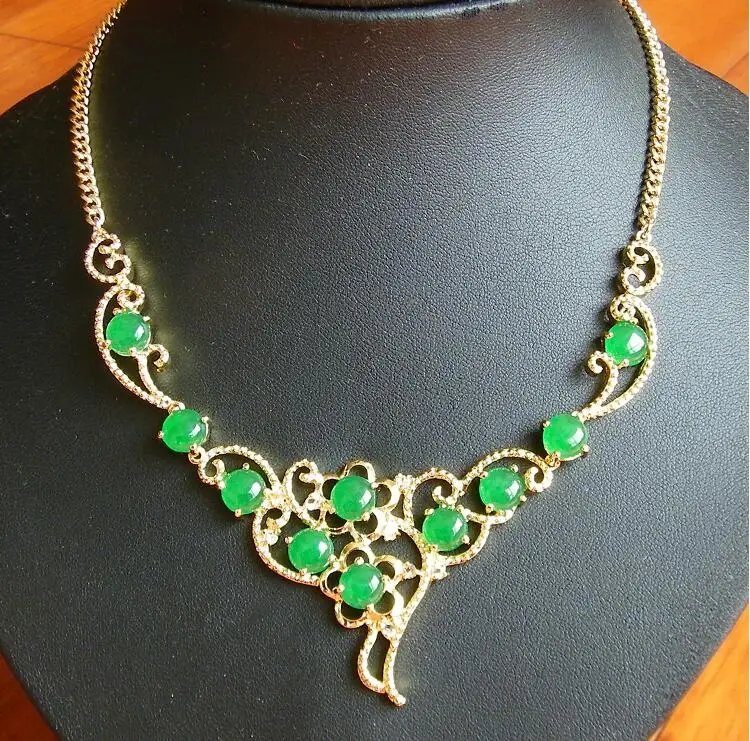 fine jewelry Necklace Gold Inlaid Jade natural jade chain item Fall ...
