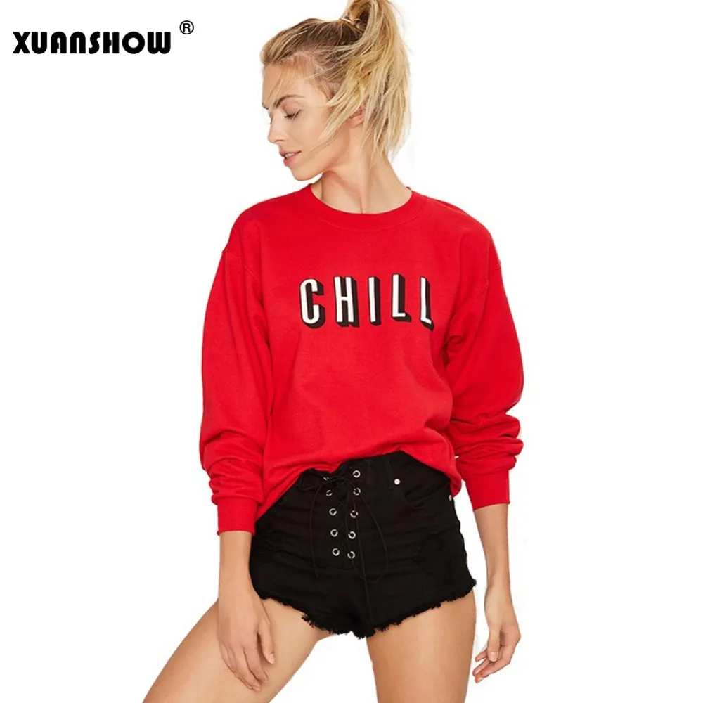 XUANSHOW Spring and Autumn Women Sweatshirts Loose Long