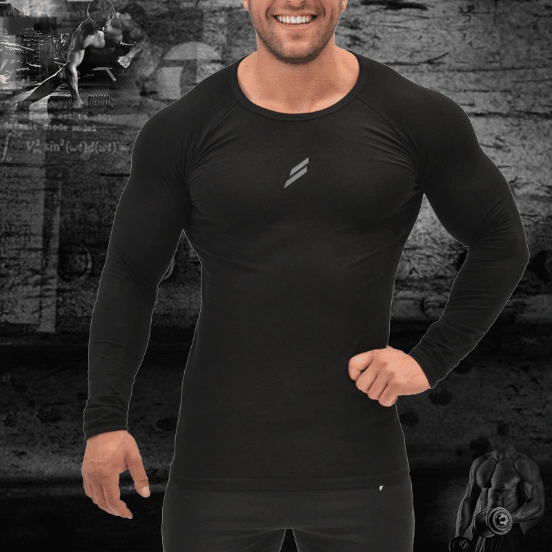 

Fall And Winter Sports Long Sleeve T-shirt Men's Fast Dry Solid Color Comfortable Compressed Running Fitness Training Clothing