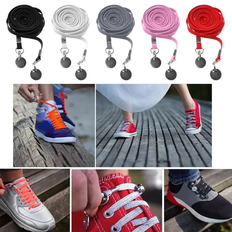 

Unisex 100cm Kid Shoe Strings No Tie Elastic Lazy Laces Shoelaces Fashion Flat Lock Without Tie Sneaker Sport Shoe Lace Supplie