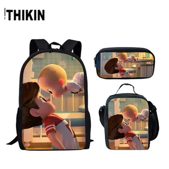 

THIKIN Cartoon Boss Baby 3D School Backpacks School Bags for Teenagers Girls 3pcs/set Children Casual Bookbags Laptop Bag Custom