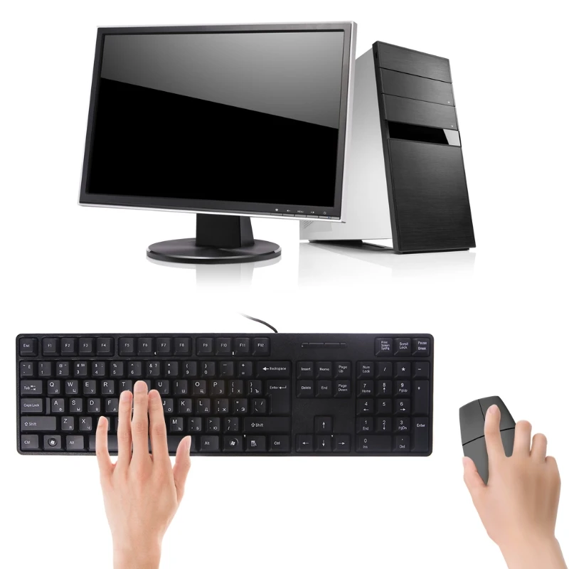 

Russian/Arabic/Spanish/French/ English Silent Keyboard Waterproof Office Keyboard for Windows Computer