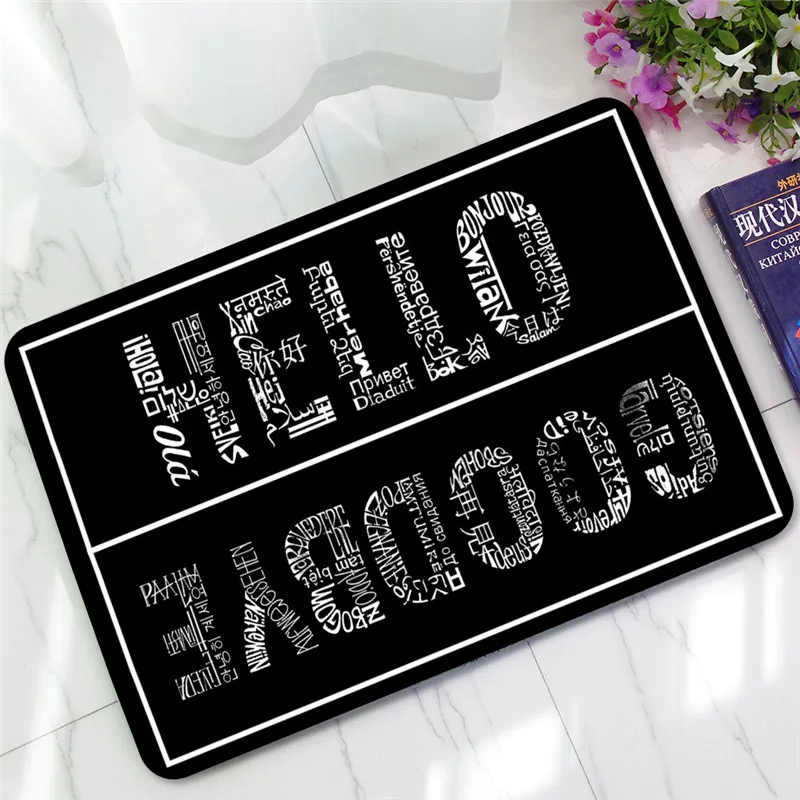 Welcome Doormat Entrance Mat Hallway Simple Black White Printed
Anti-Slip Floor Mat Area Rugs Funny Custom Front Door Mat Carpet