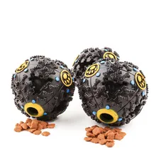 New Pet Rubber Toy Funny Chew Sound Ball Dog Cats Squeaky Leakfood Ball Toy Black Color