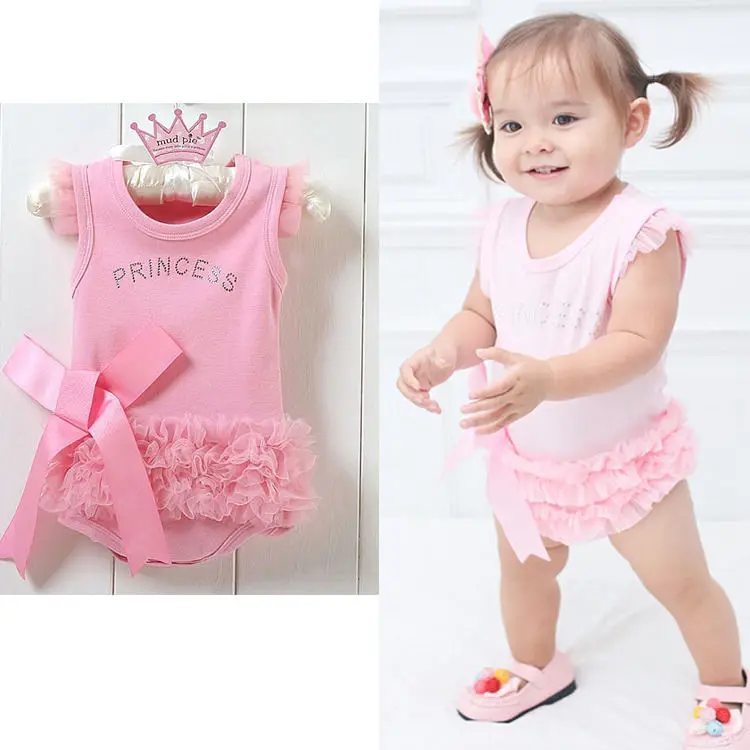 Summer Cute Baby Kids New Girls Princess Pink Lace Triangle Bodysuits Jumpsuit Babygrows Baby Summer clothes 0-24M