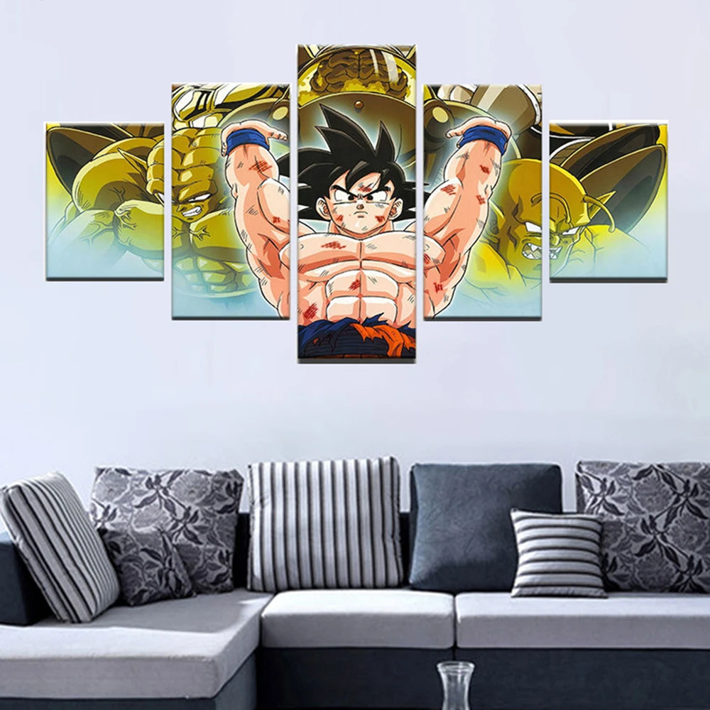 Украшение дома холст для живописи 5 шт. Dragon Ball HD печатает аниме стены искусства