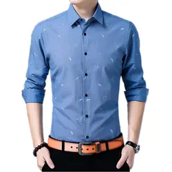 Мужская брендовая рубашка с принтом одежда формальные рубашки для мужчин повседневная Сельма Chemise Homme Manche Longue Хлопок Смешанный Camisa Masculina