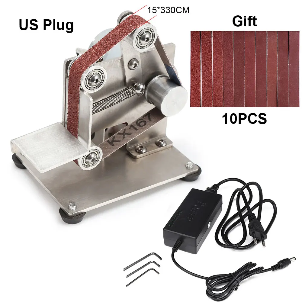 Бесплатно 10x абразивный ремень 110-240 В DIY Электрический Пескоструйный Аппарат шлифовальный ремень Полировочная Монтажная машина точилка