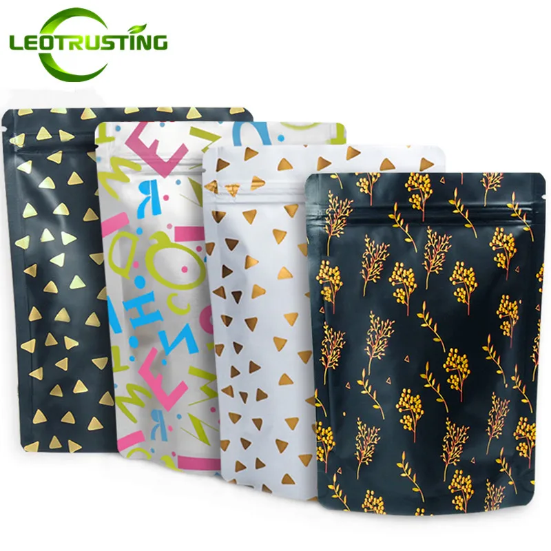 Leotrusting 100 шт. цветная алюминиевая фольга сумка на молнии молотый кофе фрукты