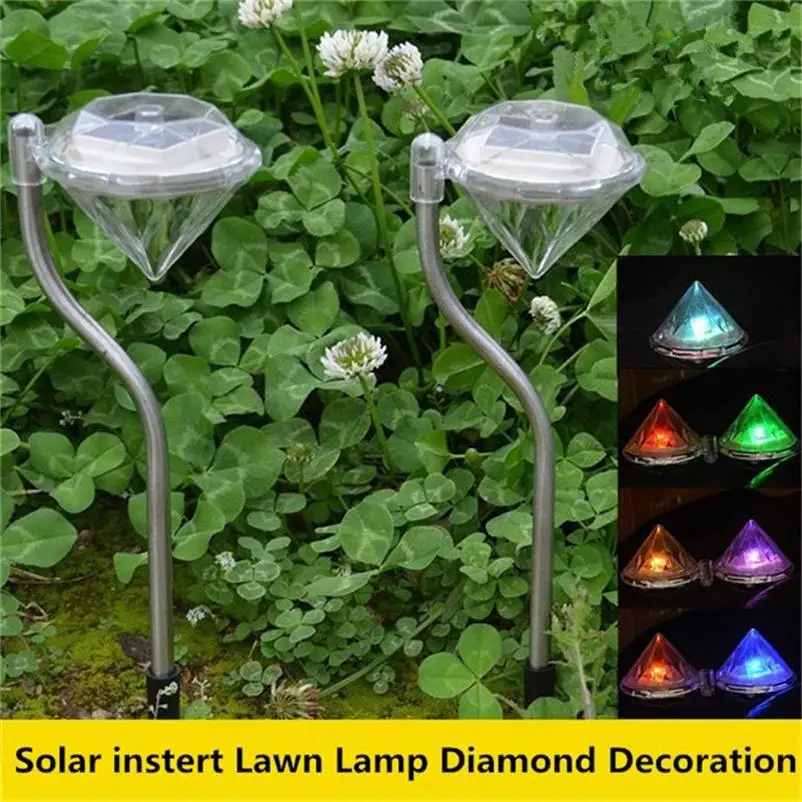 New Colorful Led Solar Garden Light Lawn Lamp Diamond Shade Villa Lighting Outdoor Path