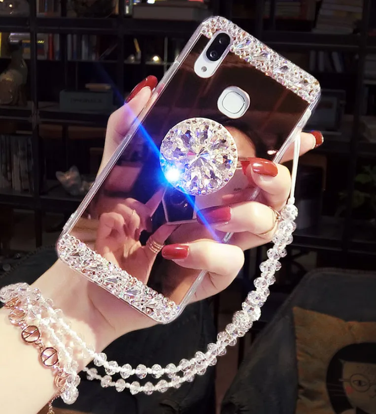 

Hot Bling Mirror Case for Huawei P10 P20 P30 Lite Pro Honor 20 10i 9 10 Lite 8C 8X 8A P Smart 2019 Glitter Crystal Coque Fundas
