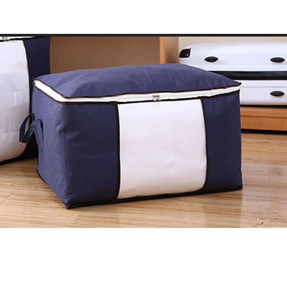 Large Capacity Quilt Clothing Storage Bag Pouch Holder Blanket Pillow Organizer - Color: horizontal