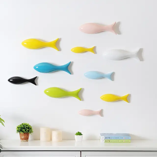 Restaurant Wall Decorations Modern Wall Hanging Ceramic Fish