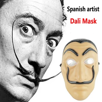 

Salvador Dali Latex Cosplay Mask La Casa De Papel Mask Halloween Realistic Adult Party Props Masks