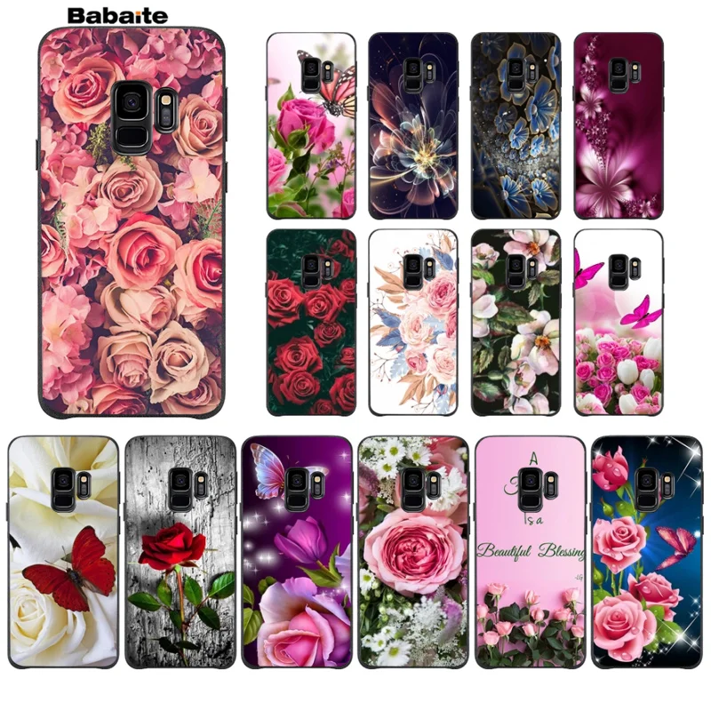 

Babaite Red butterfly on white roses flower Black Soft Shell Phone Case For GALAXY s7 edge s8 plus s9 plus s10 s6 edge
