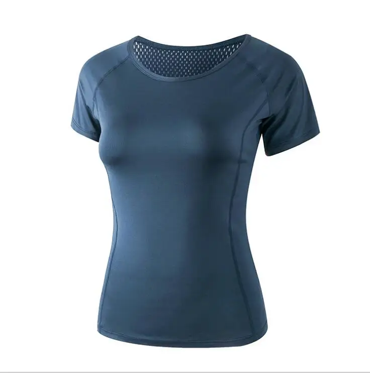 Сетчатые топы для йоги, дышащие спортивные майки для фитнеса, женские футболки с коротким рукавом для йоги, для спортзала, бега, спорта, фитнеса, майки, Femme - Цвет: CX 1929-blue