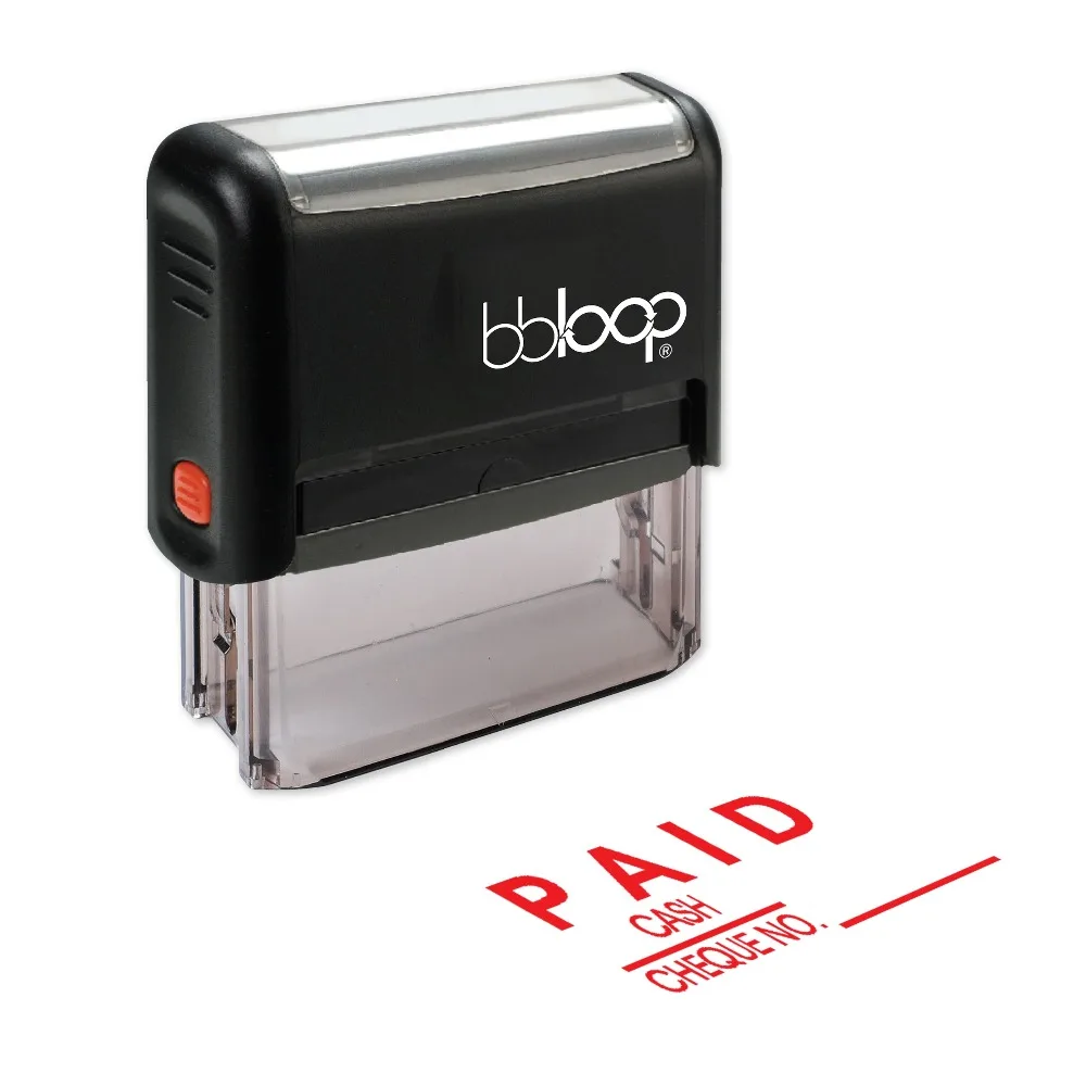

BBloop "PAID" W/Option For Cash Or Cheque No Self-Inking Stamp, Rectangular, Laser Engraved, RED