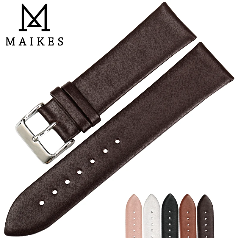 Ремешок для часов MAIKES мужской модный тонкий кожаный браслет аксессуары коричневый DW CK Casio MIDO 13 16 18 20 22 мм|watch