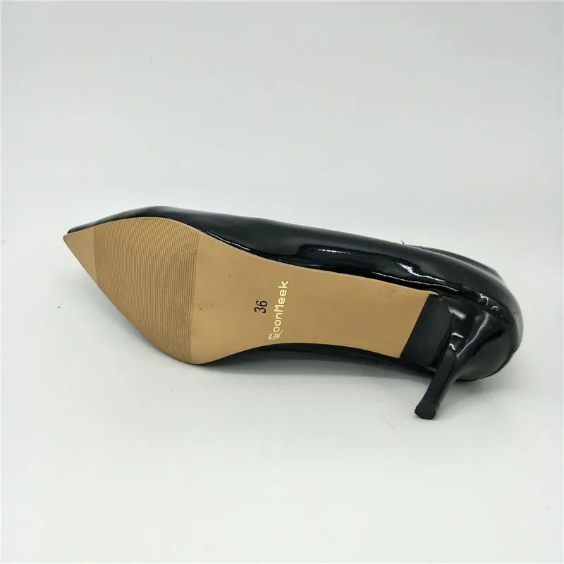 MoonMeek/новые женские туфли-лодочки; модные тонкие туфли с острым носком; сезон весна-лето; цвет черный, белый, красный; свадебные туфли на высоком каблуке; размер 48