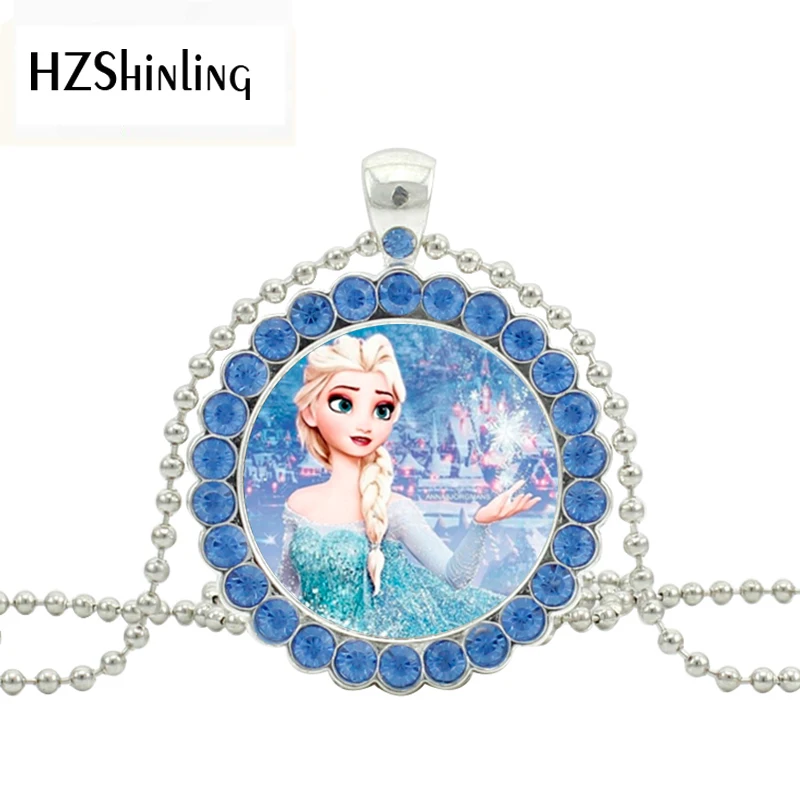 Новое хрустальное ожерелье королевы Эльзы Снежный кулон в виде королевы стеклянная картина Ювелирная цепь из серебряных шариков ожерелье s подвески подарки