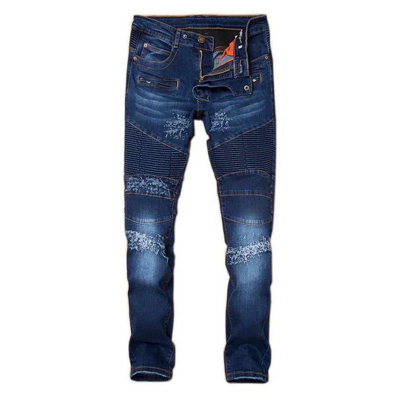 

Men's Brand Jeans Straight Denim Fashion Hip Hop Jeans Slim fit denim Pants overall Brands Street jean homme Biker Jeans