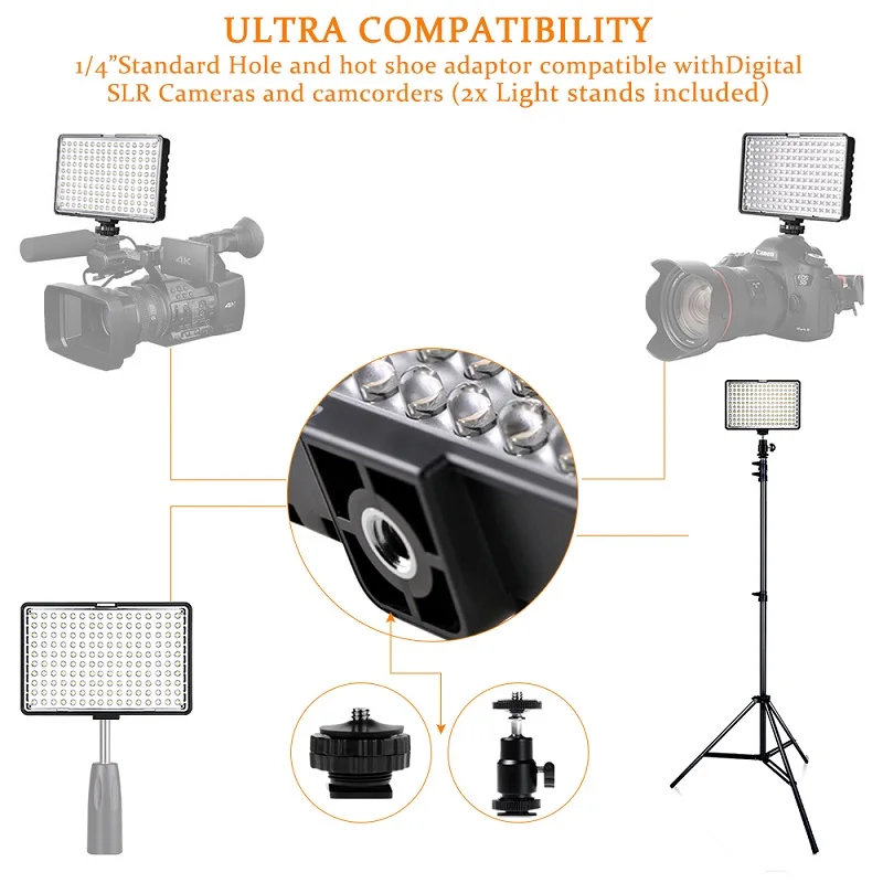 SAMTIAN фотографический светильник ing светодиодный светильник для видео 160 шт. панельный светильник с регулируемой яркостью со штативом для камеры видео студийной фотосъемки