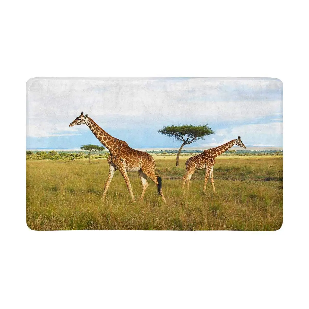 Pair of Giraffes on The Massai Mara Kenya Anti Slip Door Mat Home Decor