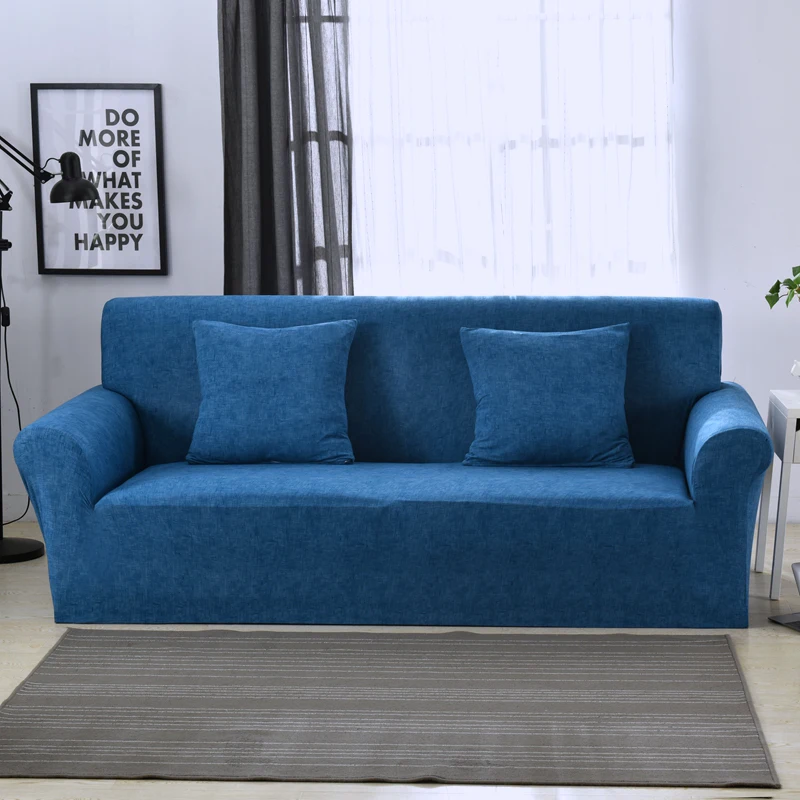 Сплошной цвет Нескользящие эластичные стрейч чехлы для диванов полиэстер все включено диванные подушки секционные Чехлы для гостиной