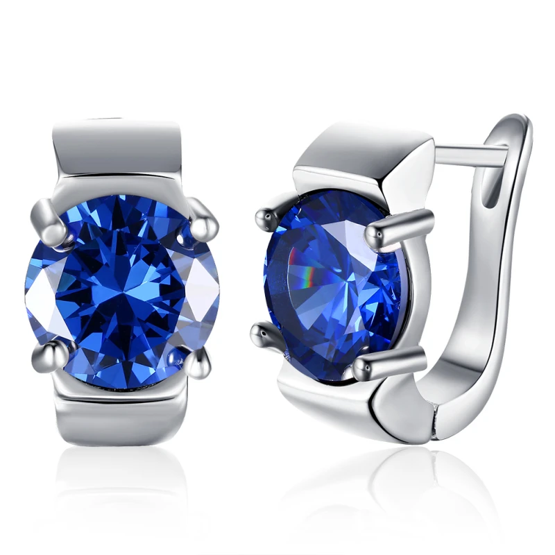 

Garilina Fashion jewelry 2018 New romantic Royal blue stone Stud earrings Silver ear for women Wholesale E2183