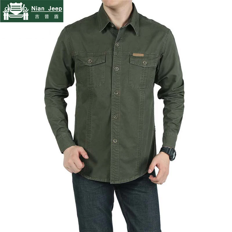  New Arrivel Shirt Men 2018 Fashion 100% Cotton Military Shirt Men Autumn Spring New Casual Long Sle