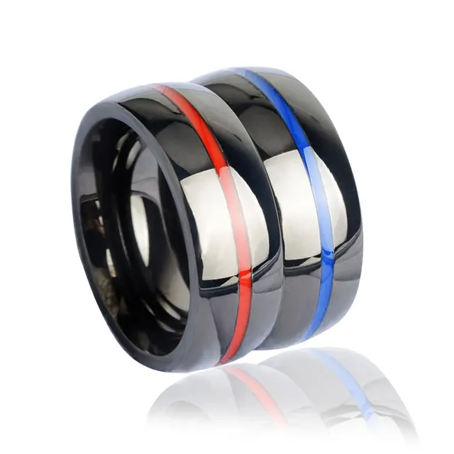 Keisha Lena Mens Firefighter Ring Stainless Steel Thin Blue Line Keisha Lena Mens Firefighter Ring Stainless Steel Thin Blue Line Top Quality Red Rings