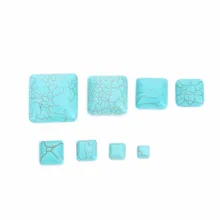 

DC 10pcs/lot Natural Stone Square Shape Blue Stripe Turquoise Cabochon For DIY Jewelry Making Bracelet Accessories