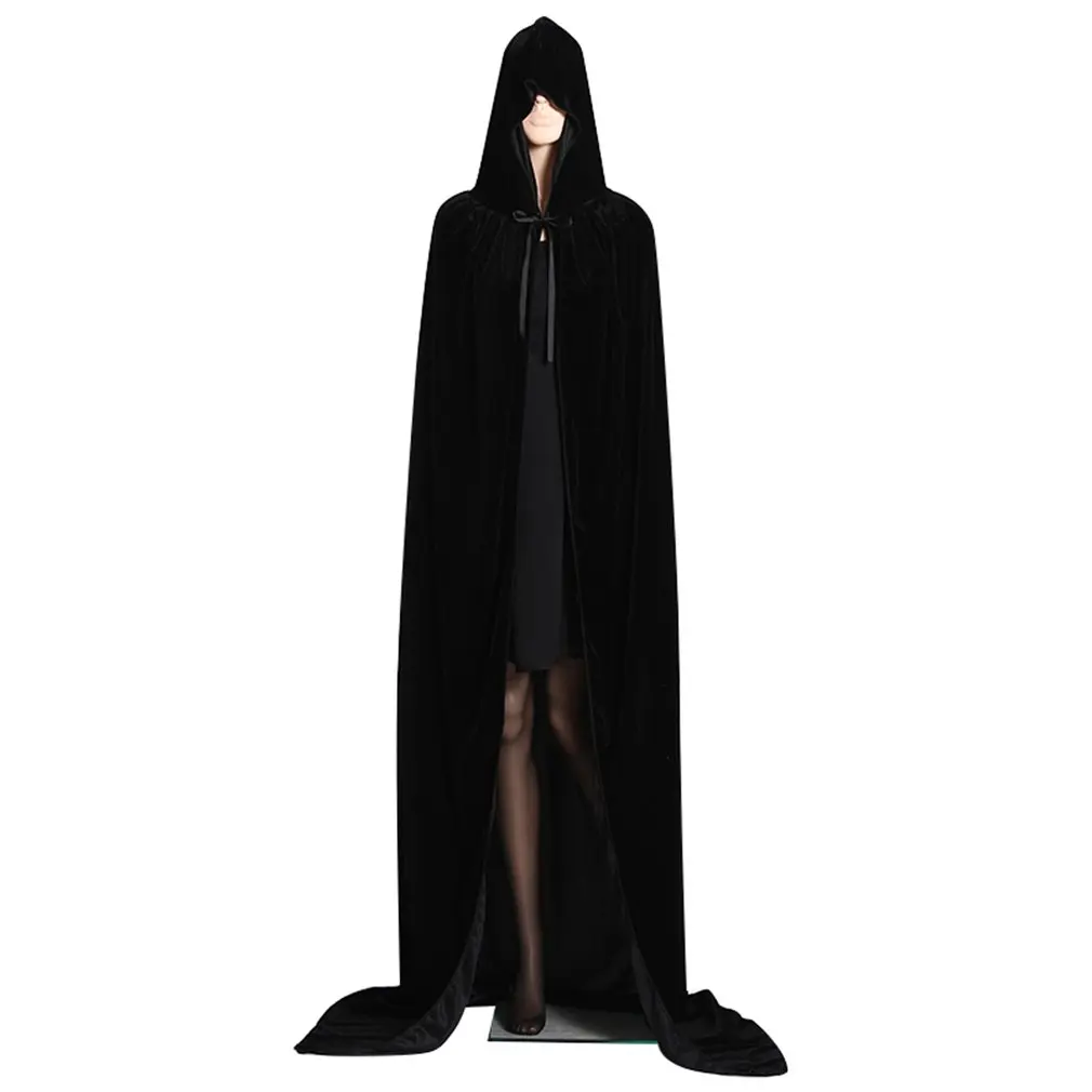 Adult Child Black Velvet Cape Cloak Dracula Hooded Vampire Cape Halloween Party Cloak Size S-XL Cosplay Death Gothic Heroic Kids Adult Child Black Velvet Cape Cloak Dracula Hooded Vampire Cape Halloween Party Cloak Size S-XL Cosplay Death Gothic Heroic Kids