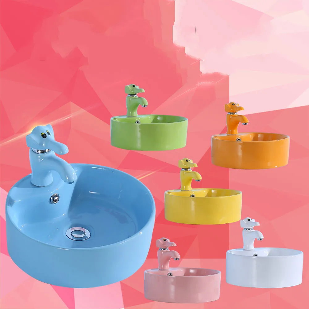 

Creative animal children's above counter basin wash basin color ceramic washbasin kindergarten child wash basin sink