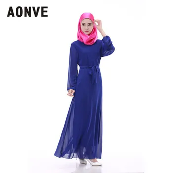

Aonve Casual Islam Female Clothing Royal Blue Long Dress Indonesia Women Abaya Muslim Black Maxi Caftan Double Layers