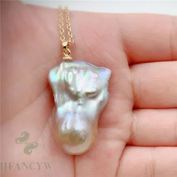 

20-33mm Huge Purple Baroque Pearl Pendant Necklace 18 inches charm classic DIY handmade fashion
