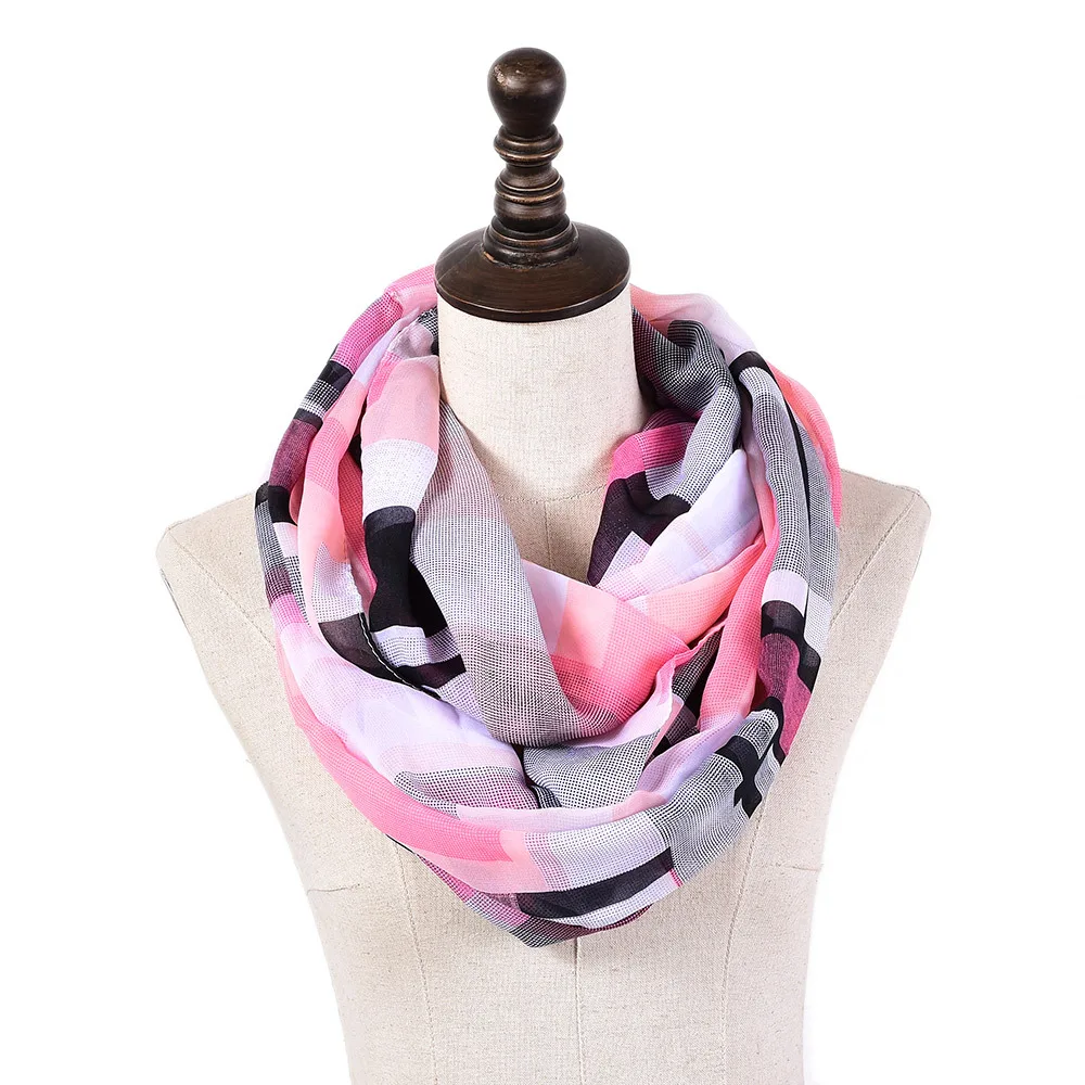 

Fashion Color printing chiffon scarf four seasons Ring Scarf Snood Foulard Scarf Snood for Women Echarpe Foulard Dropshipping